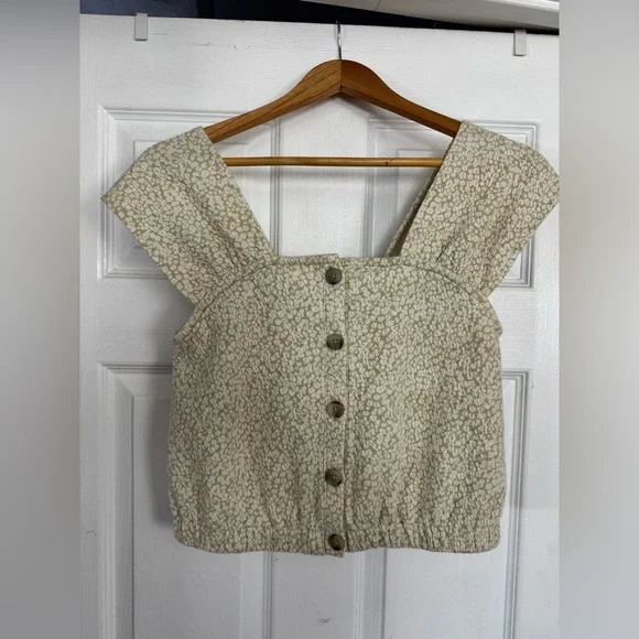 Madewell Floral Jacquard Button-Front Top - Picture 1 of 5